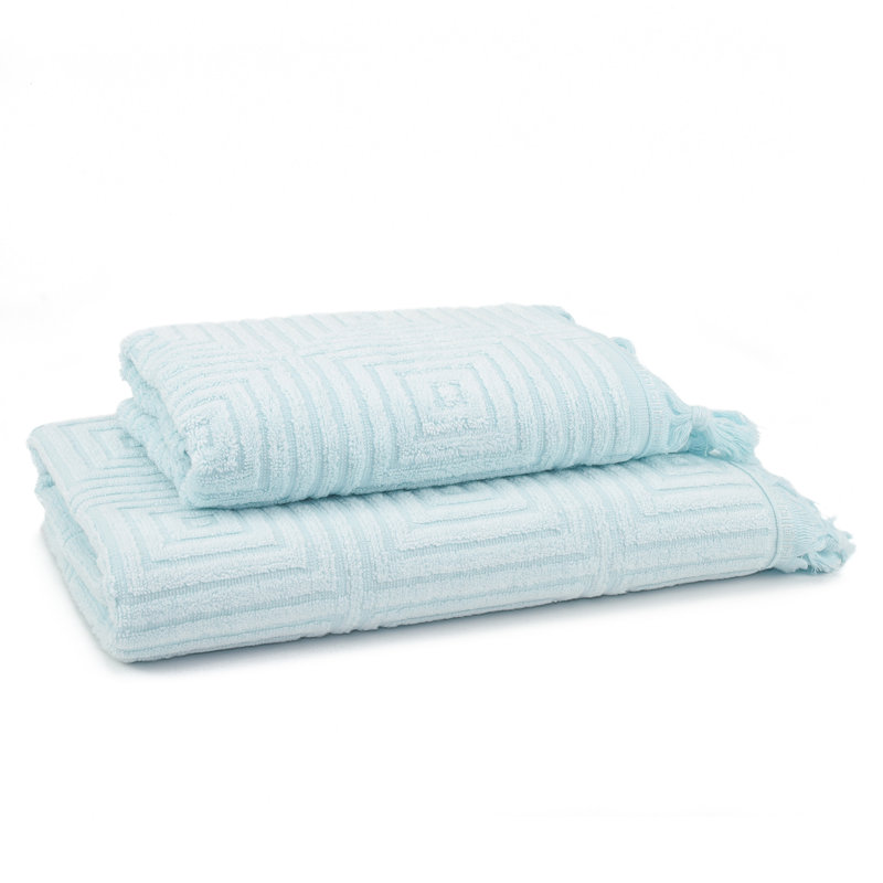Troya Turkish 2 Piece Rayon from Bamboo Towel Set, Cielo