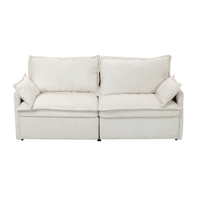 Canapé-lit escamotable Boneless de 73,6 pouces, canapé-lit convertible 3-en-1 en velours côtelé, rangement latéral et fauteuil de chargement USB / C-TYPE pour salon, chambre à coucher, appartement