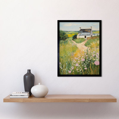 Country Farmhouse Cottage Scene Traditional Landscape - Single Picture Frame Print