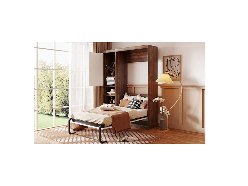 Lit escamotable mural Murphy avec armoire, blanc, Lit simple
