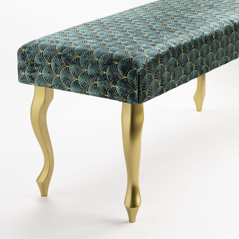 Velvet Upholstered Bench, 40cm H x 120cm W x 30cm D