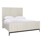 Silvia Rubber Wood Bed, Light Grey, Queen