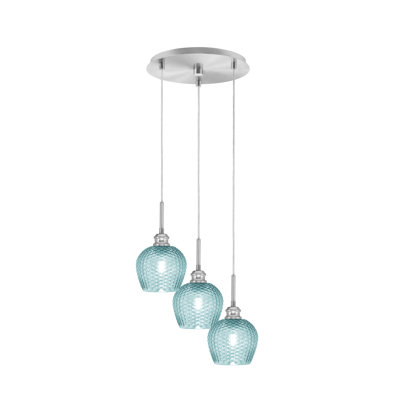 Edge 3 Light Cluster Pendalier Shown With 6" Textured Glass