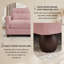 Canapé modulable 2 places en chenille souple à volants, style transitionnel, dossier capitonné, accoudoirs arrondis et coussins lombaires, rose-57480924