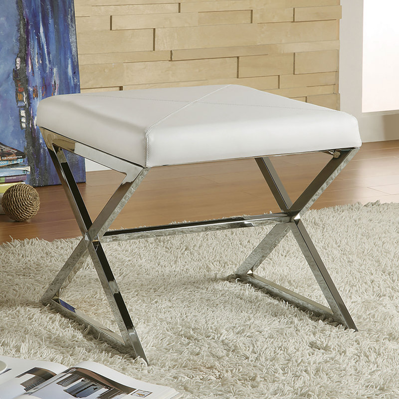 Repose-pieds Mashanti X-Cross carré blanc et chrome