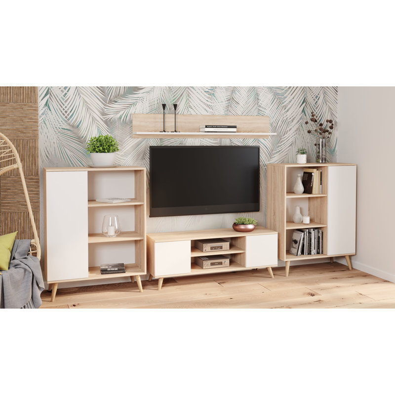Verne TV Stand, Sonoma Oak/White