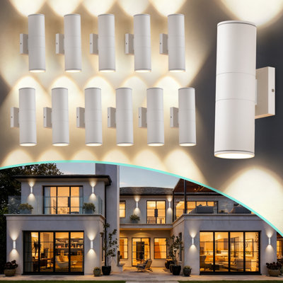 12-Pack 12" Modern LED Up and Down Outdoor Wall Lantern – Aluminum Round Outdoor Wall Light, IP65 Waterproof