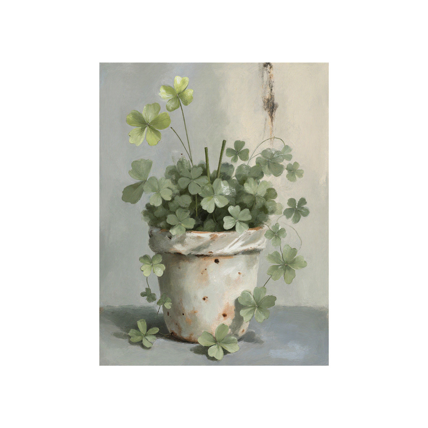 East Urban Home Green Clover Pot Inset Wooden Frame Wall Art (24W×32L ...