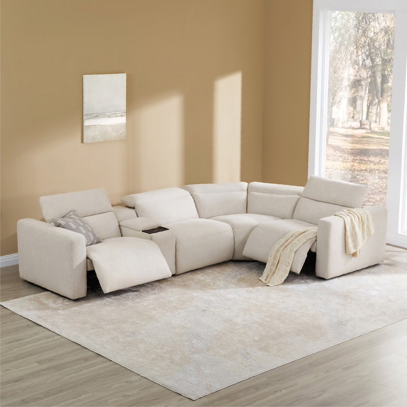 Canapé modulaire inclinable électrique 5 pièces Wall-hugger, Face à la droite, H 39,4 po x l 138,2 po x P 91,7 po