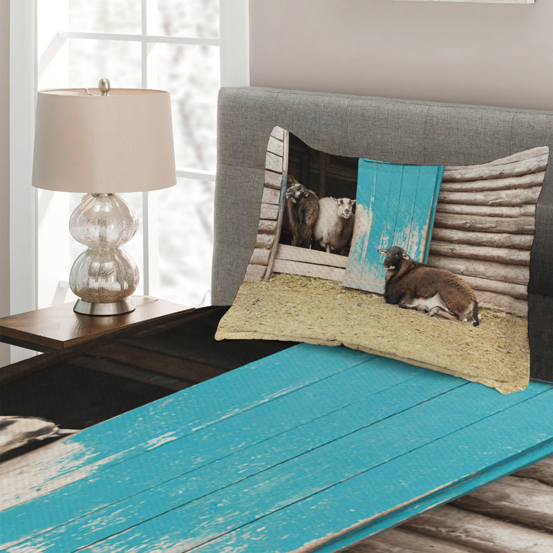 Farmhouse / Country Polyester Coverlet, Twin Bedspread + 1 Sham