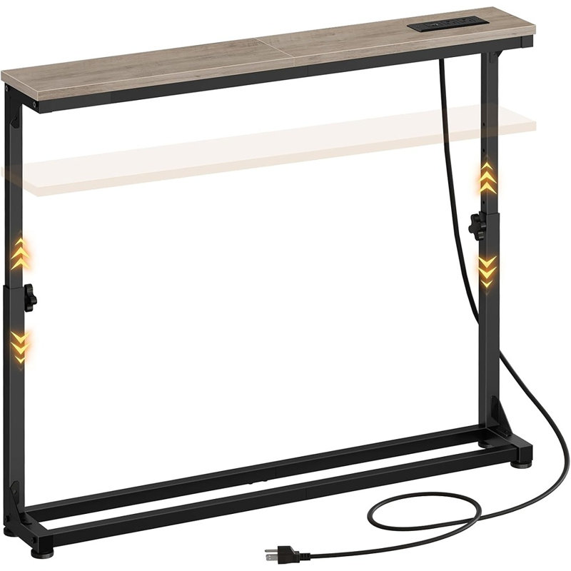 Narrow Console Table with Charging Station, Slim Sofa Table with Storage
