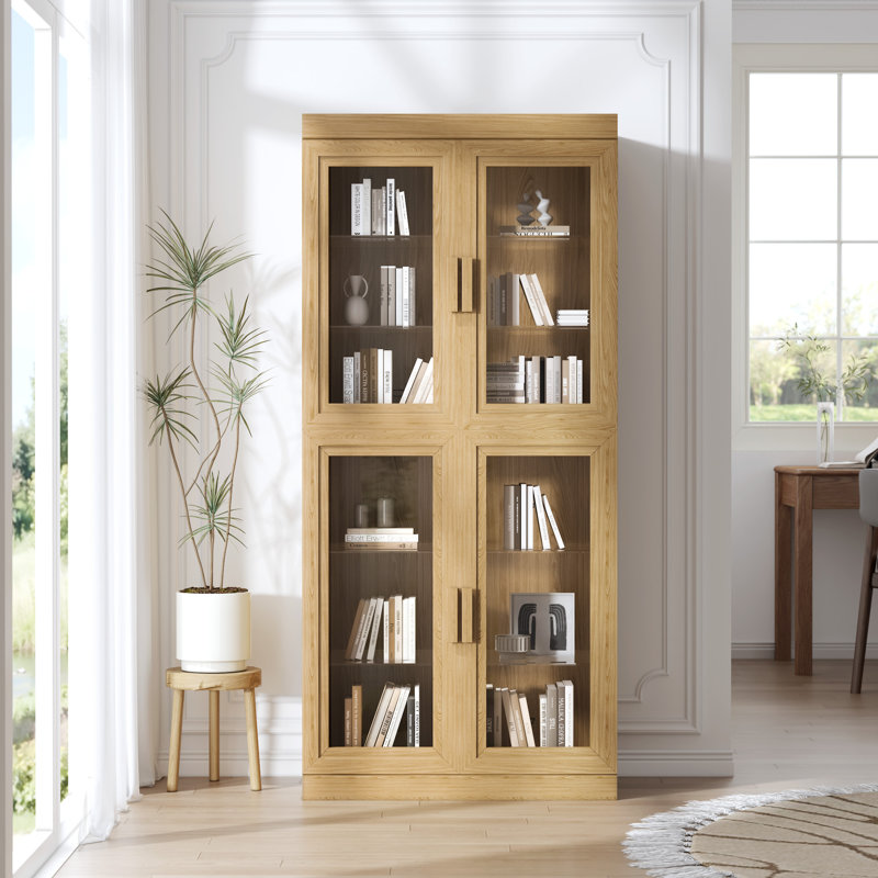 Vitrine 67 "avec portes en verre, Bois naturel