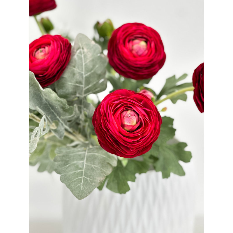 1 fleur artificielle de haute qualité Ranunculus, Rouge