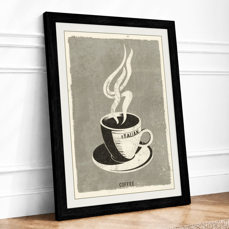 Coffee Rising Typography - Framed Print, A1 - 84.1 x 59.4 cm, Black