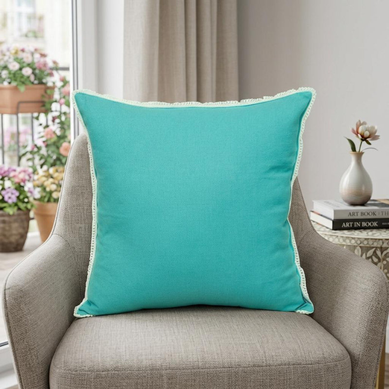 Coussin 20 "en coton bleu