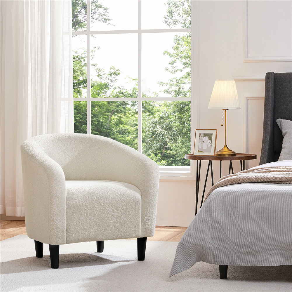 27”Wide Upholstered Solid Wood Barrel Accent Club Chair