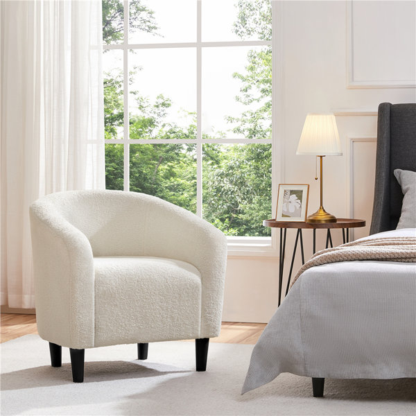 27”Wide Upholstered Solid Wood Barrel Accent Club Chair