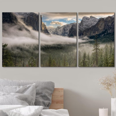 Lever de soleil dans la vallée de Yosemite, reproduction sur toile 3 pièces