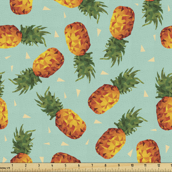 East Urban Home fab_27583_Ambesonne Retro Fabric by The Yard, Poly Style Pineapples Motif Vintage Beach Summer Modern Illustration, Decorative Fabric for Upholstery A