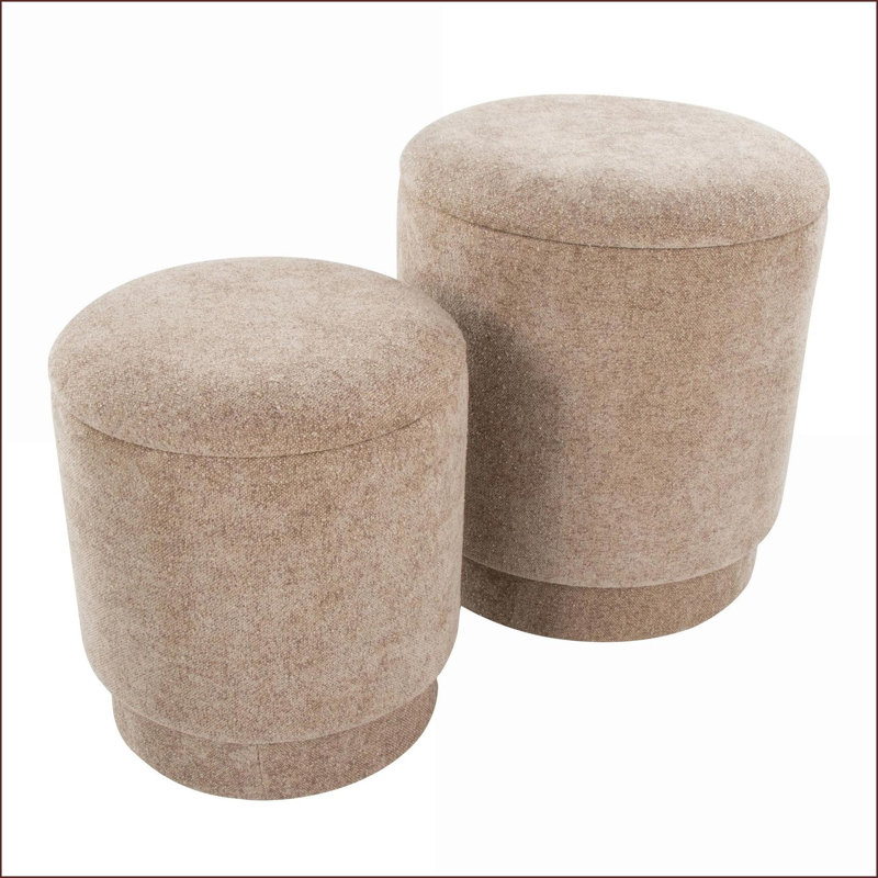 Ensemble de 2 repose-pieds avec rangement, tissu contemporain rembourré | Tissu noyer brun, Brun