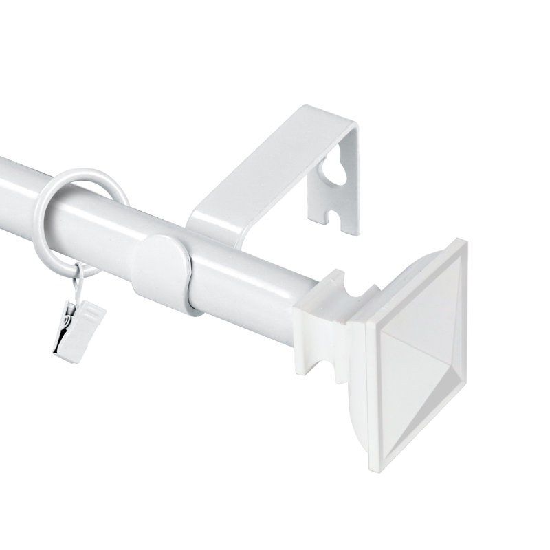 Tringle à rideaux simple ajustable Plemmons, H 0,625 po x l 120 po x P 0,625 po, Blanc lustré