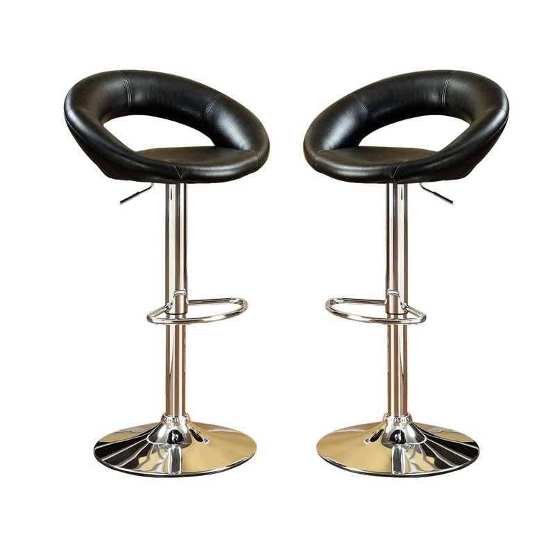 2 pièces de chaises de salle à manger en similicuir noir avec hauteur réglable et base dans un tabouret de style moderne de 2, siège rembourré pour