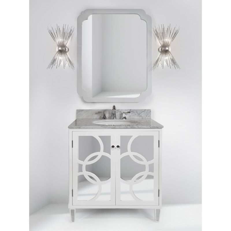 Amelia Rectangle Metal Wall Mirror, White Lacquer
