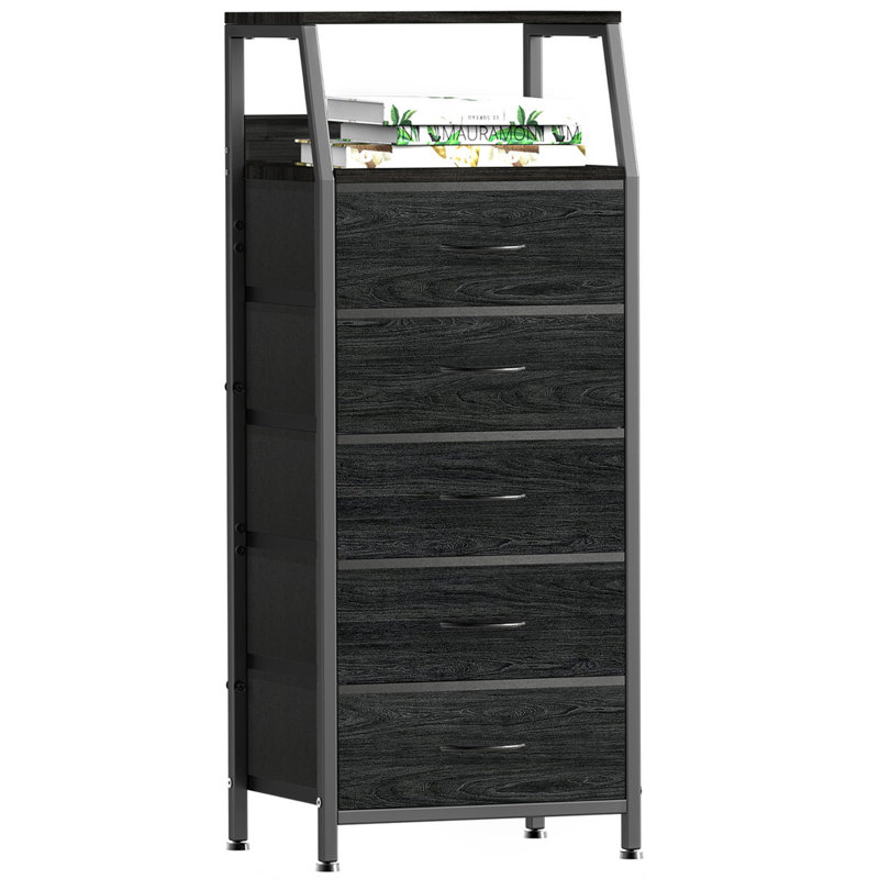 Commode 5 tiroirs Telia, Noir