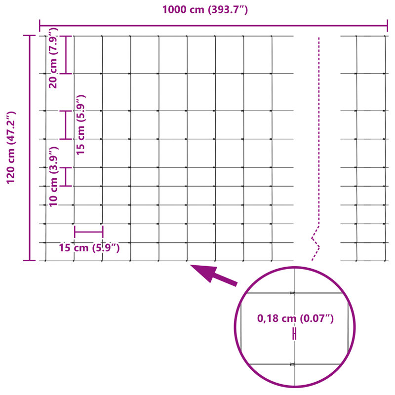Vidaxl Field Fence Galvanised Steel, 120cm H x 1000cm W