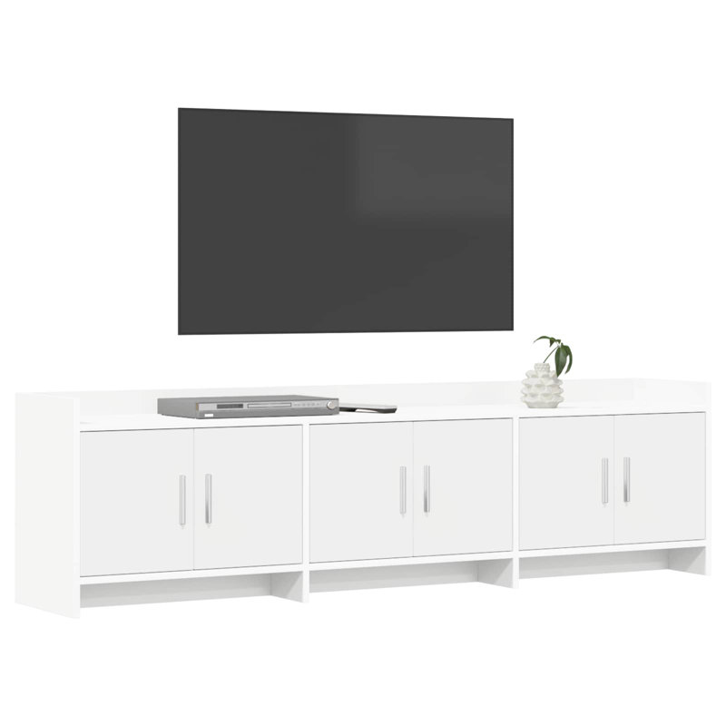 Unfinished TV Stand for TVs up to 75" with Fireplace Included, White