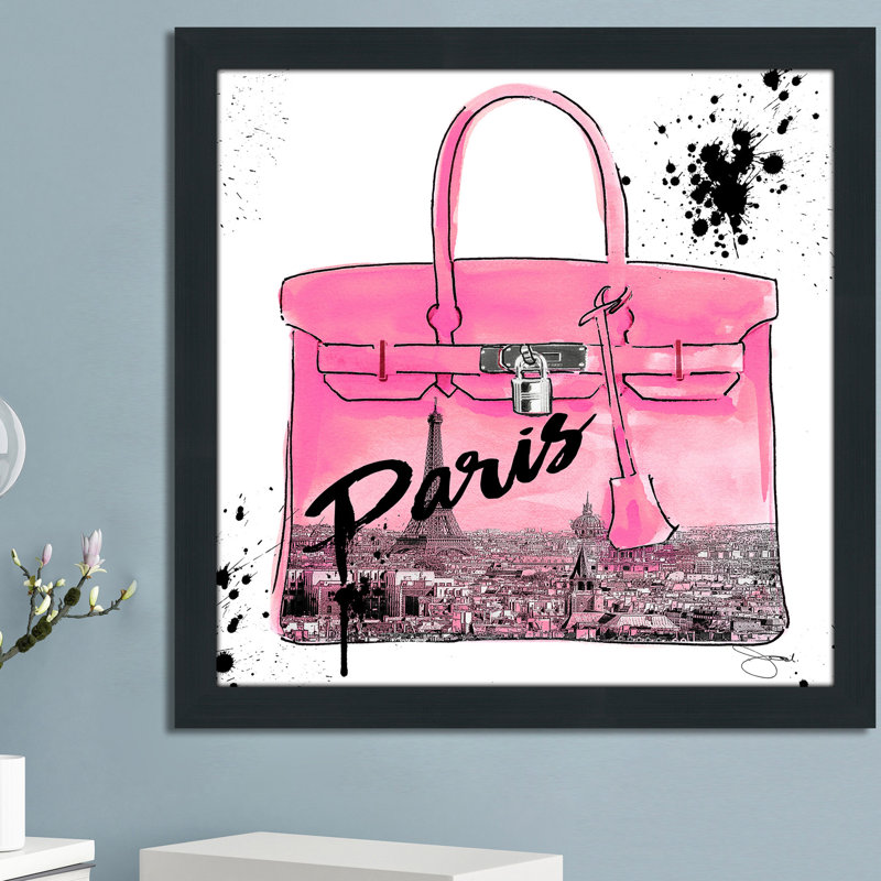 «Pink Paris», reproduction d'impression encadrée, H 31,5 po x l 31,5 po x P 1 po, Cadre noir
