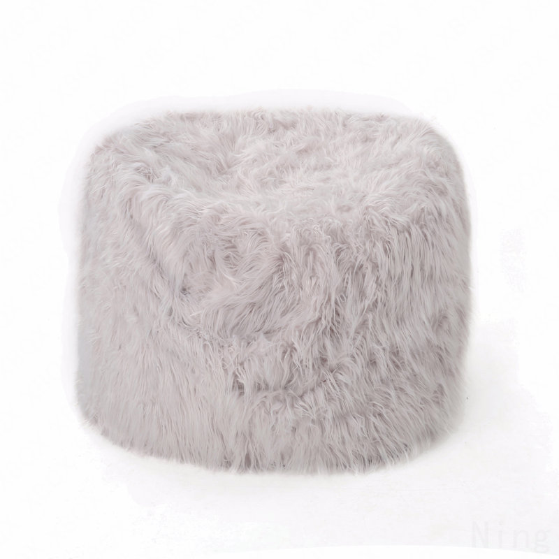 5 Foot Rounded Faux Fur Bean Bag, Lavender