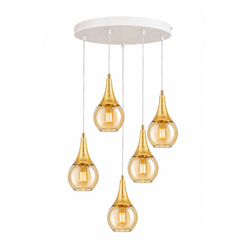 Creekmore 5 - Light Cluster Pendant, Gold, White/Gold