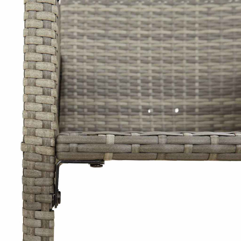  Ensemble de bar de jardin en rotin PE gris, acier thermolaqué, bois d'acacia massif
