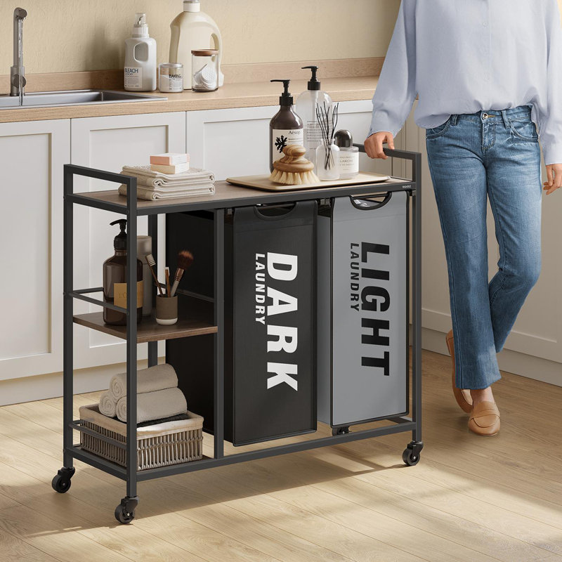 2 paniers à linge amovibles avec tablettes