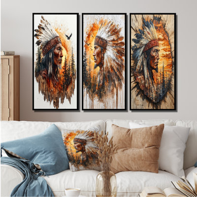 Native American Warrior Energy Of Forest I - Modern Wall Art Collection