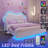 Zoomie Kids Twin Floating Bed Frame with Adjustable LED Headboard, Upholstered Platform Bed, White-500018426-500018430