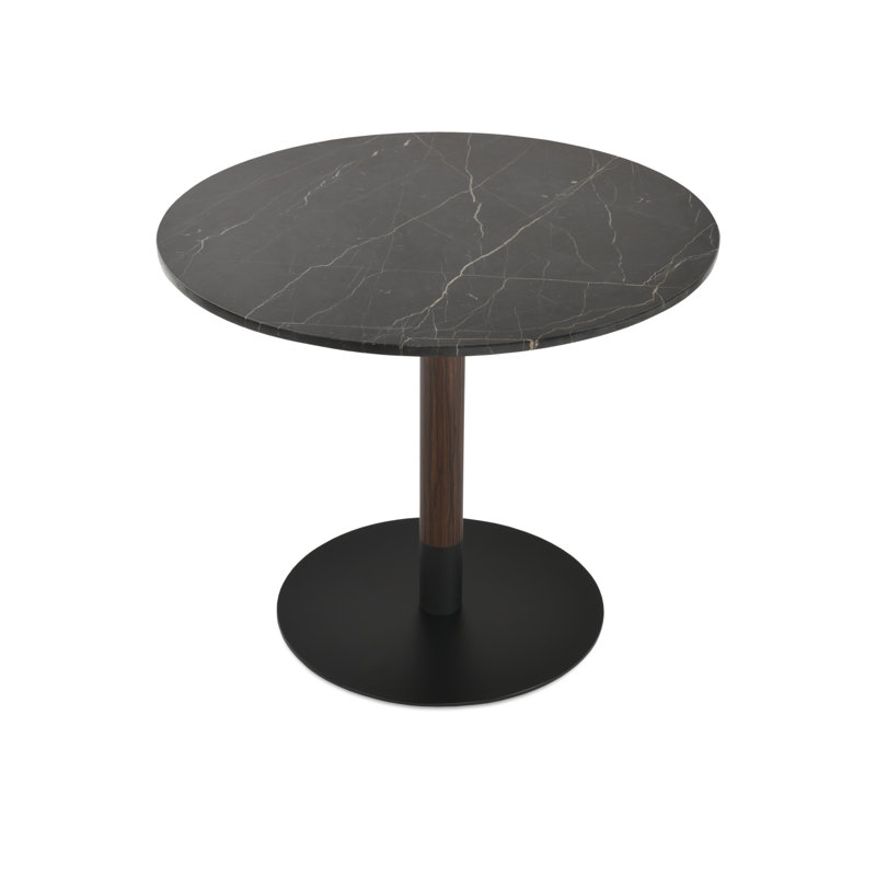 Tango Genuine Marble Pedestal Dining Table, 32" L x 32" W, Black