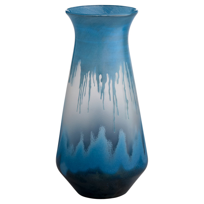 Chuva Handmade Glass Table Vase, 13.5" H x 6.5" W x 6.5" D