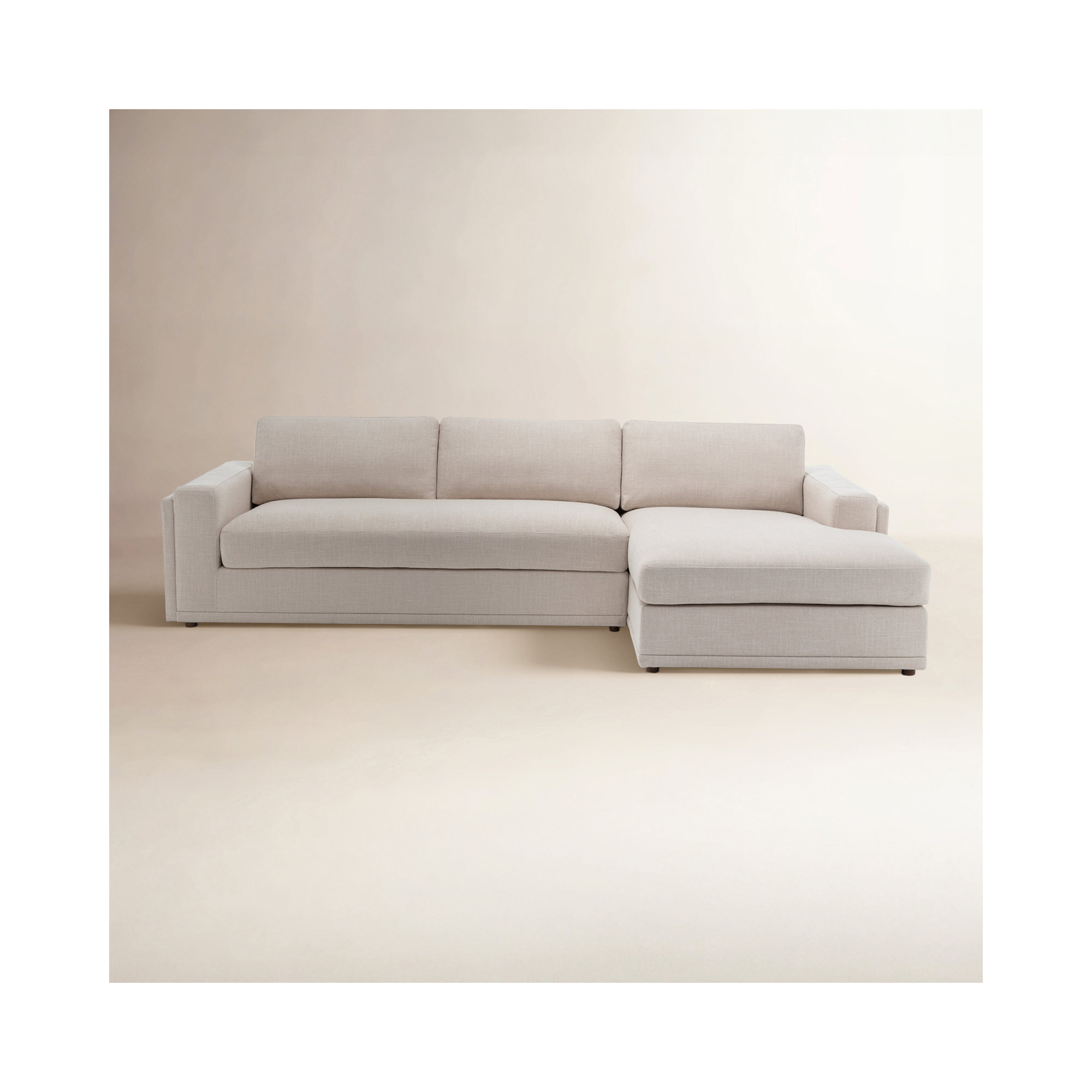 Essex 2-Piece 118" Upholstered Sectional, Right Hand Facing, Beige Cotton Blend