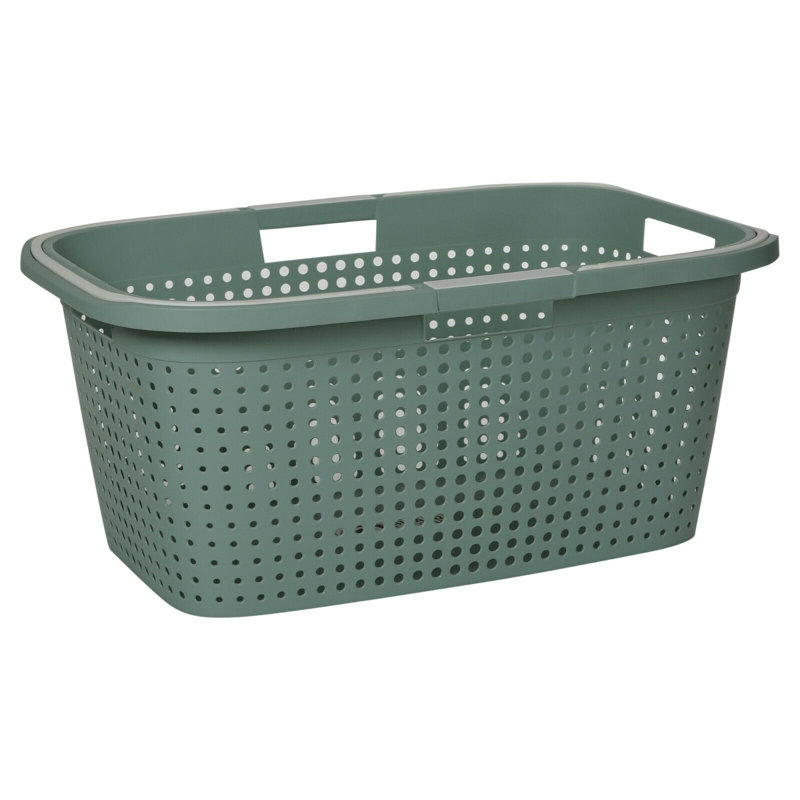 Plastic Laundry Basket with Handles, Teal
