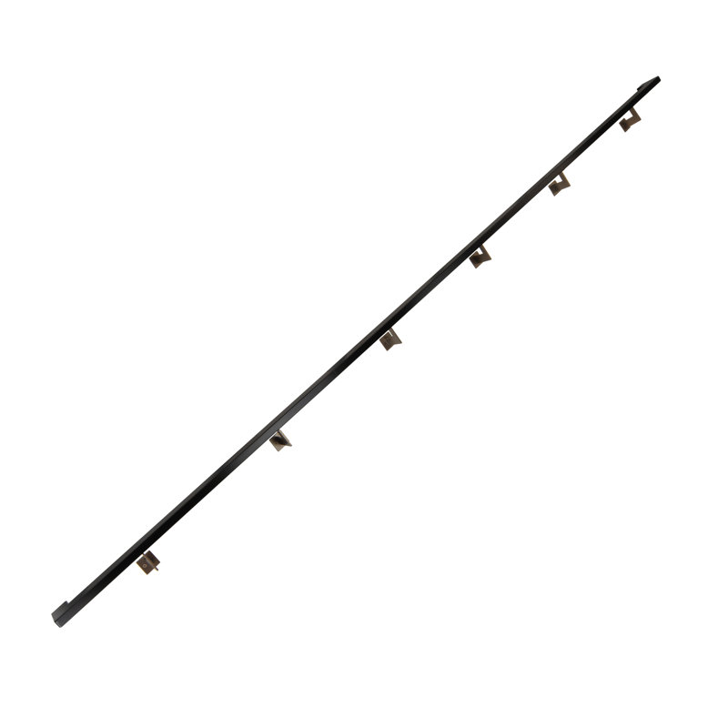Urban Contemporary Handrail Grab Bar Kit, L Steel Brackets, Returns to Wall, Powder Coat, 168" W, Bronze/Black