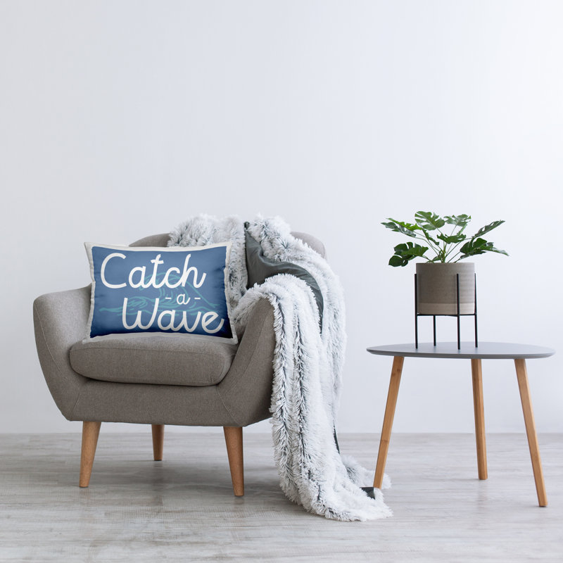Coussin décoratif rétro Catch a Wave par Lil 'Rue, Bleu