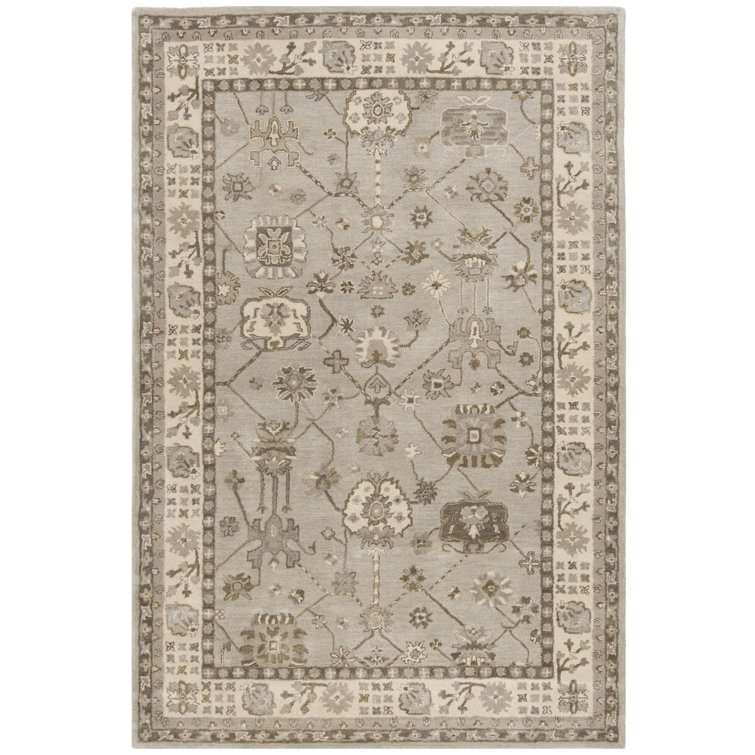 Colliers Hand Tufted Indian Wool New Zealand Wool Oriental Rug in Silver/Cream