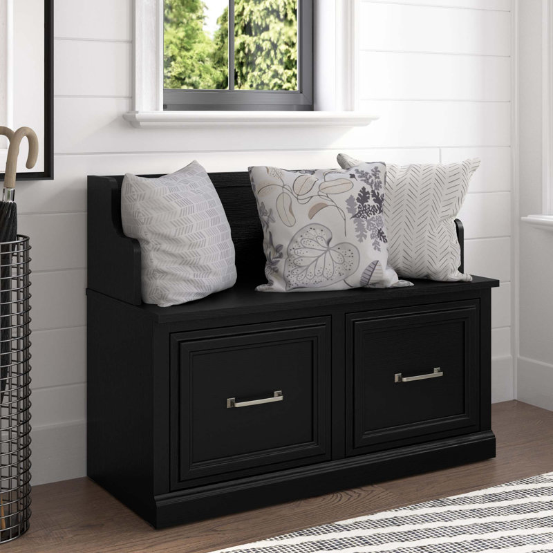Nara Storage Bench, Black Suede Oak