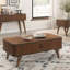 Table de rangement 1Pc avec finition noyer, portes tambour et 2 tablettes modernes pour salon