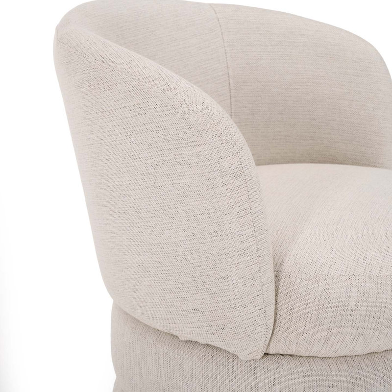 Upholstered Swivel Barrel Chair, Almond Beige Linen