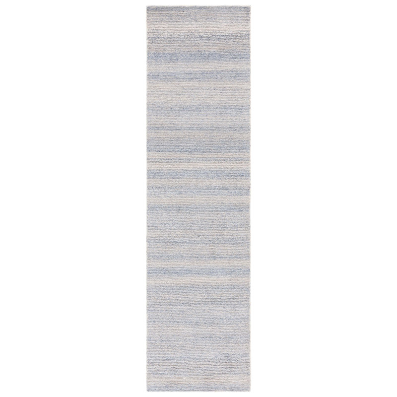 Tapis bleu / gris touffeté à la main, Tapis de couloir 2 pi 3 po x 9 pi