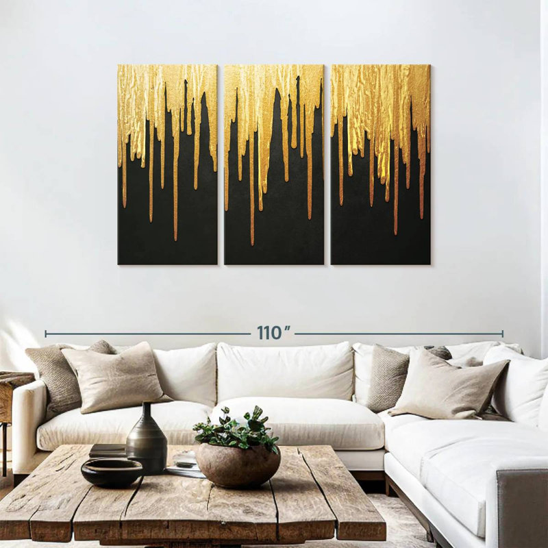 Avery Gold Paint Drip, 48" H x 74" W