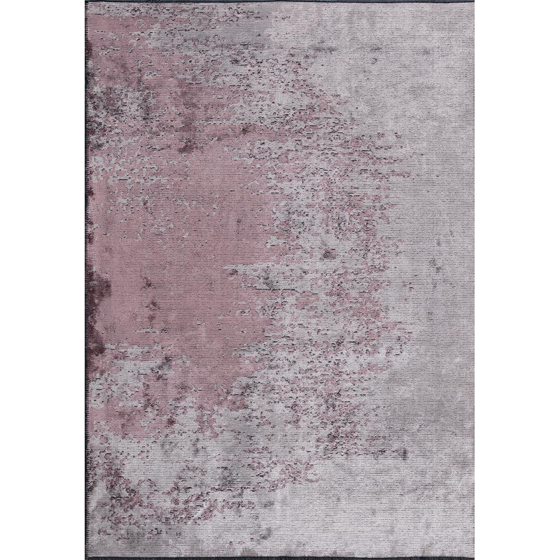 Rapture Abstract Cotton Gray/Purple Area Rug, Rectangle 7'10" x 11'2"
